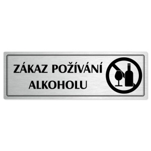 Zákaz alkoholu, 240x79mm, stříbrná popiska s dvojtým rámečkem