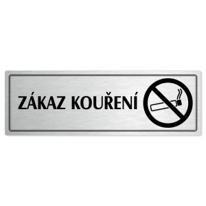 Zákaz kouření, 240x79mm, stříbrná popiska s dvojtým rámečkem