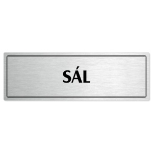 Sál, 240x79mm, stříbrná popiska s dvojtým rámečkem