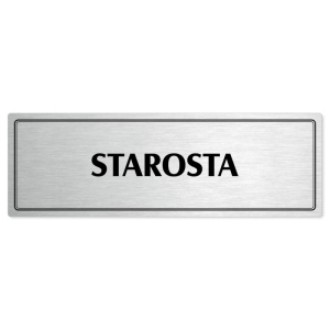 Starosta, 240x79mm, stříbrná popiska s dvojtým rámečkem
