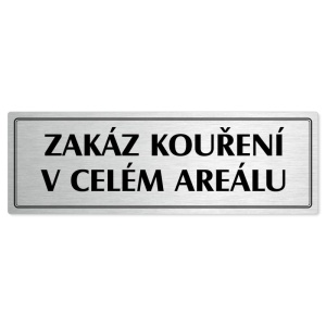 Zákaz kouření, 240x79mm, stříbrná popiska s dvojtým rámečkem