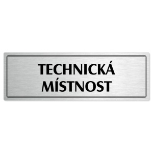 Technická místnost, 240x79mm, stříbrná popiska s dvojtým rámečkem