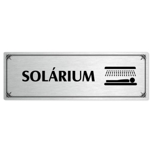 Solárium, 240x79mm, stříbrná popiska s okrasným rámečkem  