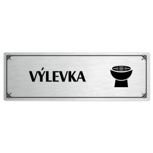 Výlevka, 200x66mm, stříbrná popiska s okrasným rámečkem  