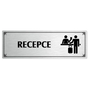 Recepce, 200x66mm, stříbrná popiska s okrasným rámečkem  