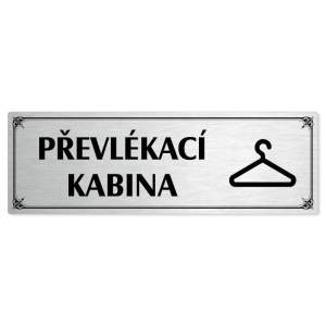 Převlékací kabina, 200x66mm, stříbrná popiska s okrasným rámečkem