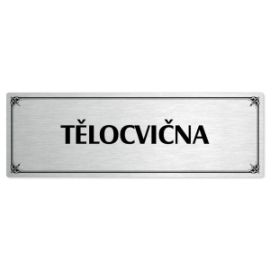 Tělocvična, 240x79mm, stříbrná popiska s okrasným rámečkem  