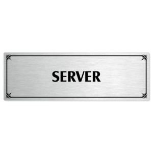 Server, 200x66mm, stříbrná popiska s okrasným rámečkem  