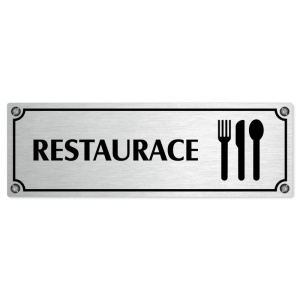 Restaurace, 200x66mm, stříbrná popiska s imitacemi šroubků