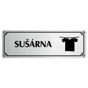 Sušárna, 200x66mm, stříbrná popiska s imitacemi šroubků