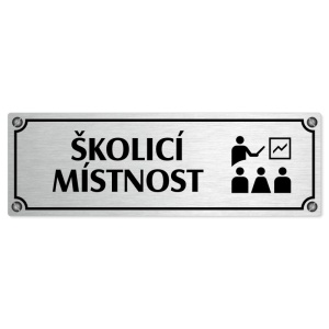 Školicí místnost, 200x66mm, stříbrná popiska s imitacemi šroubků