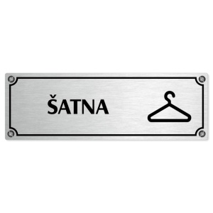 Šatna, 200x66mm, stříbrná popiska s imitacemi šroubků