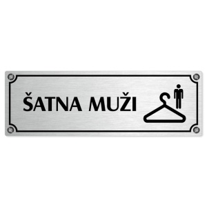Šatna muži, 200x66mm, stříbrná popiska s imitacemi šroubků