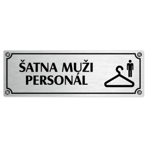Šatna muži personál, 200x66mm, stříbrná popiska s imitacemi šroubků