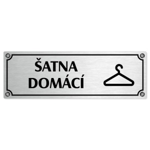 Šatna domácí, 240x79mm, stříbrná popiska s imitacemi šroubků