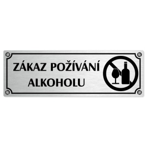 Zákaz alkoholu, 200x66mm, stříbrná popiska s imitacemi šroubků