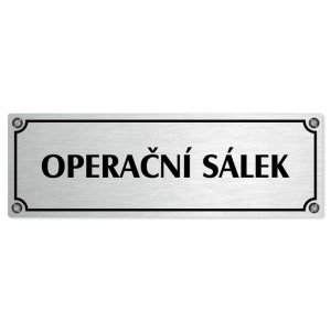 Operační sálek, 200x66mm, stříbrná popiska s imitacemi šroubků