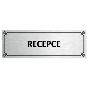 Recepce, 200x66mm, stříbrná popiska s imitacemi šroubků