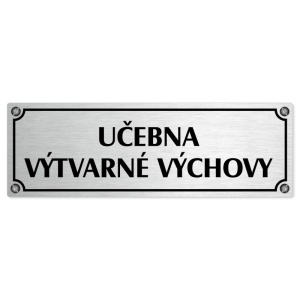 Učebna výtvarné výchovy, 240x79mm, stříbrná popiska s imitacemi šroubků