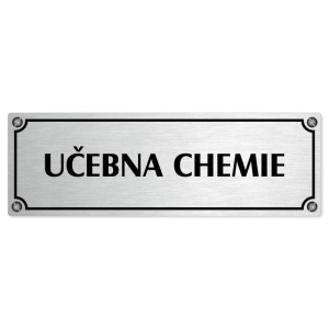Učebna chemie, 200x66mm, stříbrná popiska s imitacemi šroubků