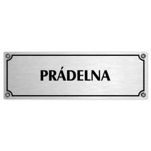Prádelna, 200x66mm, stříbrná popiska s imitacemi šroubků