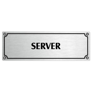 Server, 240x79mm, stříbrná popiska s imitacemi šroubků