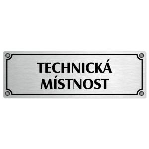 Technická místnost, 240x79mm, stříbrná popiska s imitacemi šroubků