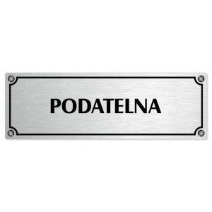 Podatelna, 240x79mm, stříbrná popiska s imitacemi šroubků