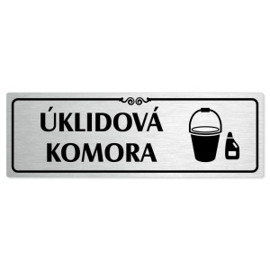 Úklidová komora, 200x66mm, stříbrná popiska s ozdobou uprostřed