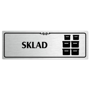 Sklad, 240x79mm, stříbrná popiska s ozdobou uprostřed