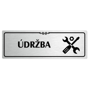 Údržba, 240x79mm, stříbrná popiska s ozdobou uprostřed