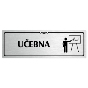 Učebna, 240x79mm, stříbrná popiska s ozdobou uprostřed