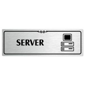 Server, 240x79mm, stříbrná popiska s ozdobou uprostřed