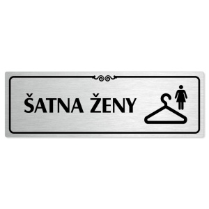 Šatna ženy, 200x66mm, stříbrná popiska s ozdobou uprostřed