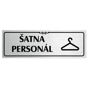 Šatna personál, 200x66mm, stříbrná popiska s ozdobou uprostřed