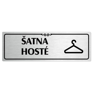Šatna hosté, 200x66mm, stříbrná popiska s ozdobou uprostřed