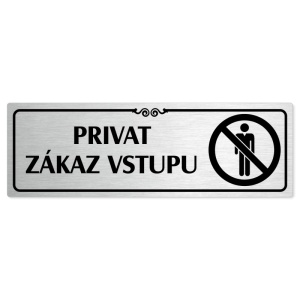 Privat, 200x66mm, stříbrná popiska s ozdobou uprostřed