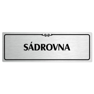 Sádrovna, 200x66mm, stříbrná popiska s ozdobou uprostřed