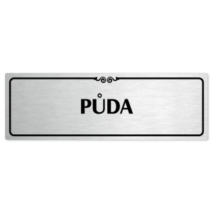 Půda, 240x79mm, stříbrná popiska s ozdobou uprostřed