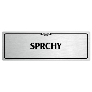 Sprchy, 240x79mm, stříbrná popiska s ozdobou uprostřed
