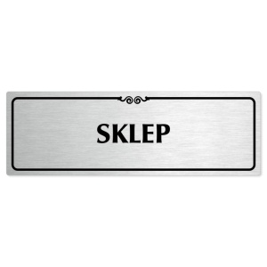Sklep, 240x79mm, stříbrná popiska s ozdobou uprostřed