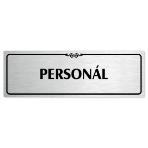 Personál, 200x66mm, stříbrná popiska s ozdobou uprostřed