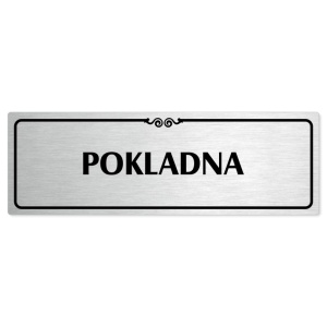 Pokladna, 200x66mm, stříbrná popiska s ozdobou uprostřed