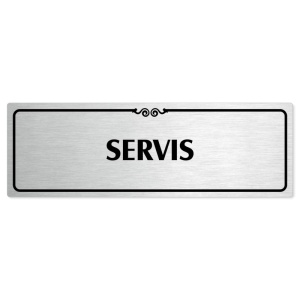 Servis, 200x66mm, stříbrná popiska s ozdobou uprostřed