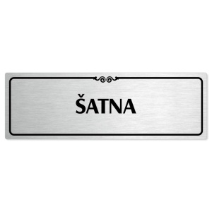 Šatna, 200x66mm, stříbrná popiska s ozdobou uprostřed