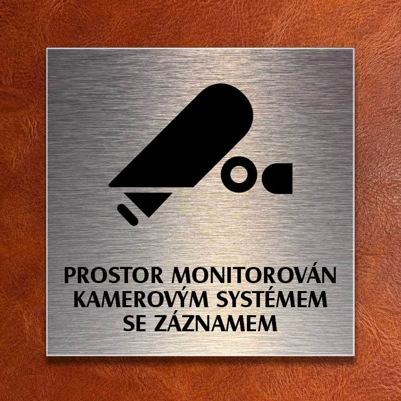 Piktogram "Kamera se záznamem"- stříbrný, venkovní, k lepení