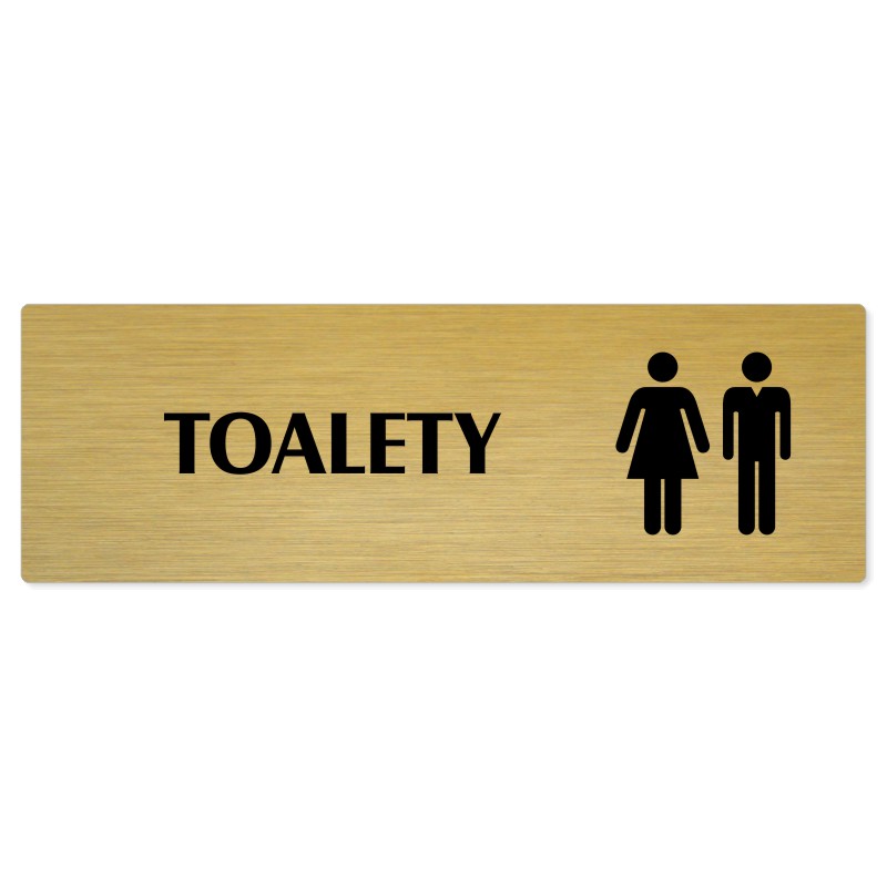 Toalety společné, 200x66mm, zlatá popiska 