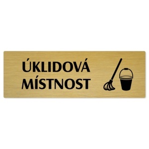 Úklidová místnost, 200x66mm, zlatá popiska 