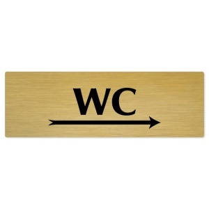 WC vpravo, 200x66mm, zlatá popiska 
