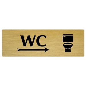 WC vpravo, 200x66mm, zlatá popiska 